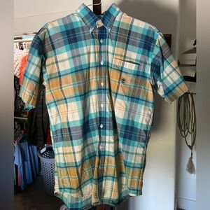 Vintage Cinch Short Sleeve Button Up (Medium)